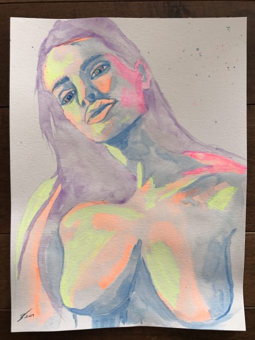 original fluorescent acrylic nude painting bryci
